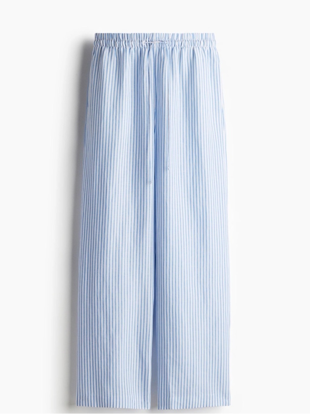 H&M Light Blue and White Striped Wide Leg Pants
